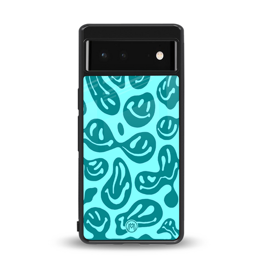 acid smiles turquoise edition back phone cover | glass case for Google Pixel 6A