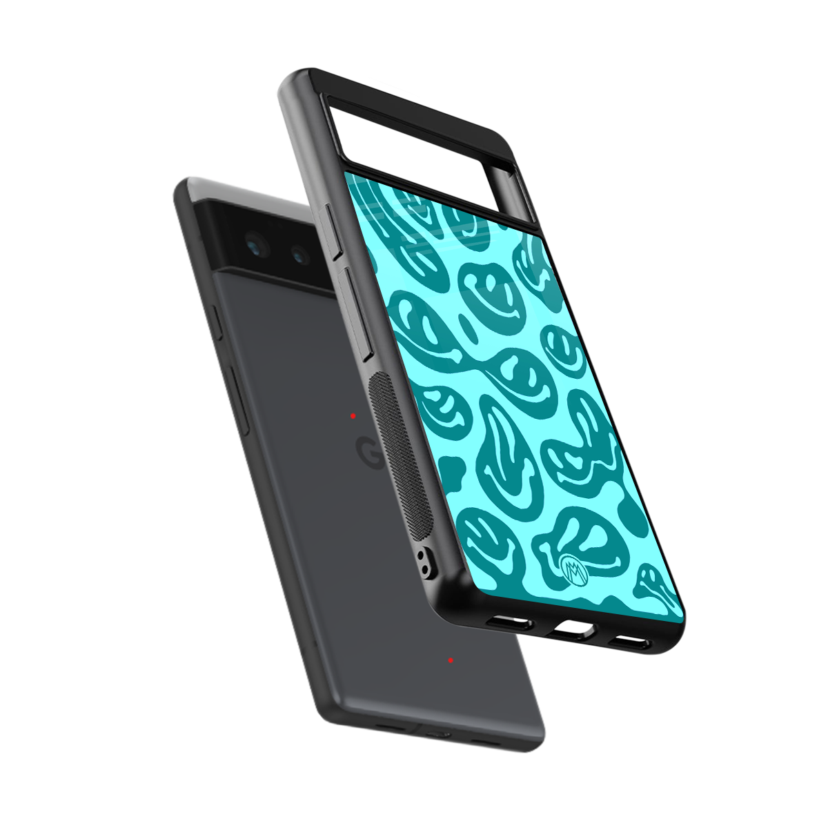 acid smiles turquoise edition back phone cover | glass case for google pixel 6