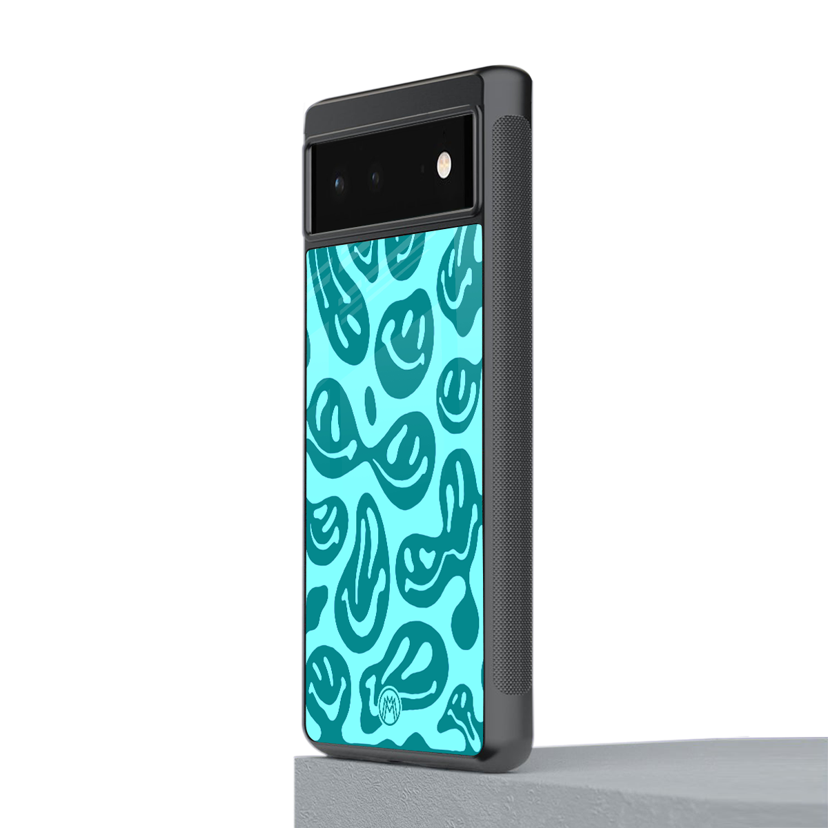 acid smiles turquoise edition back phone cover | glass case for google pixel 6