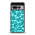 acid smiles turquoise edition back phone cover | glass case for google pixel 7 pro