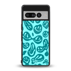 acid smiles turquoise edition back phone cover | glass case for google pixel 7 pro