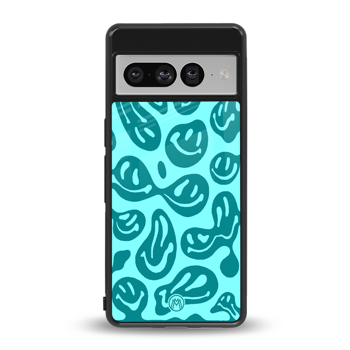acid smiles turquoise edition back phone cover | glass case for google pixel 7 pro