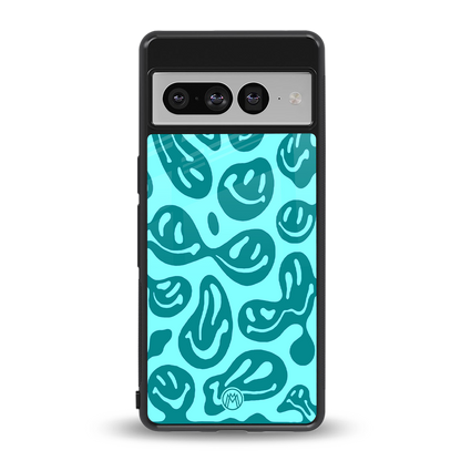 acid smiles turquoise edition back phone cover | glass case for google pixel 7 pro