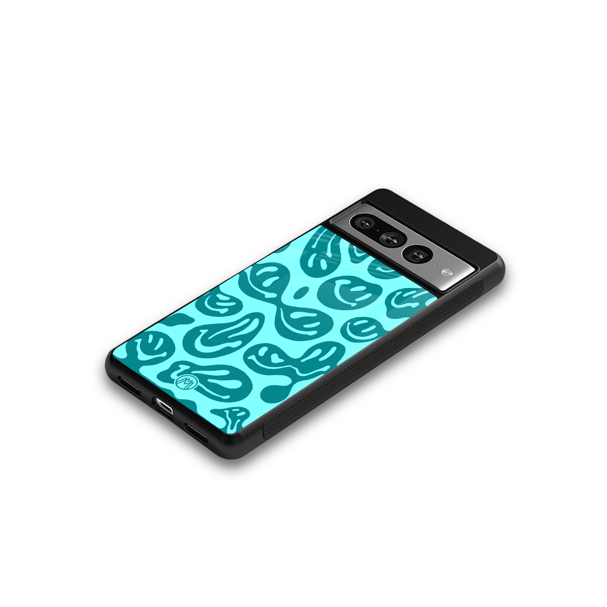 acid smiles turquoise edition back phone cover | glass case for google pixel 7 pro