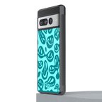 acid smiles turquoise edition back phone cover | glass case for google pixel 7 pro