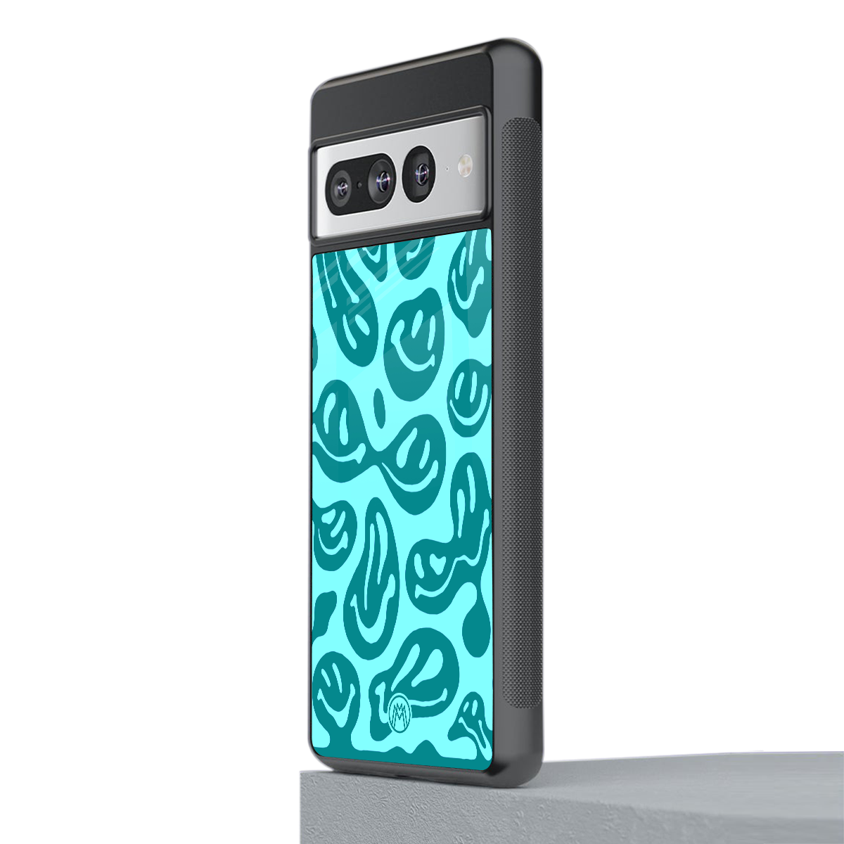 acid smiles turquoise edition back phone cover | glass case for google pixel 7 pro