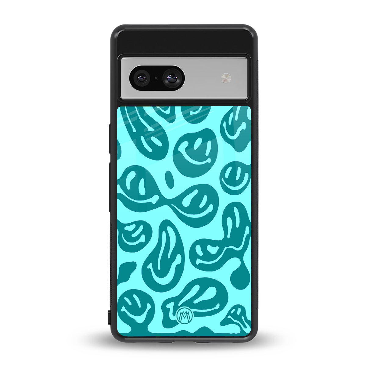 acid smiles turquoise edition back phone cover | glass case for Google Pixel 7