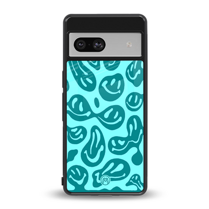 acid smiles turquoise edition back phone cover | glass case for Google Pixel 7