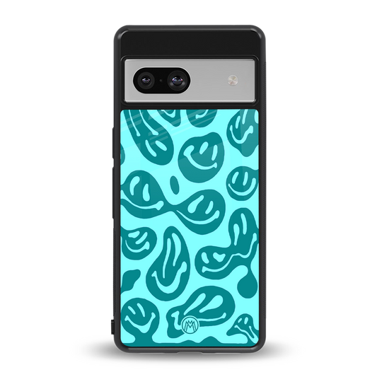 acid smiles turquoise edition back phone cover | glass case for Google Pixel 7