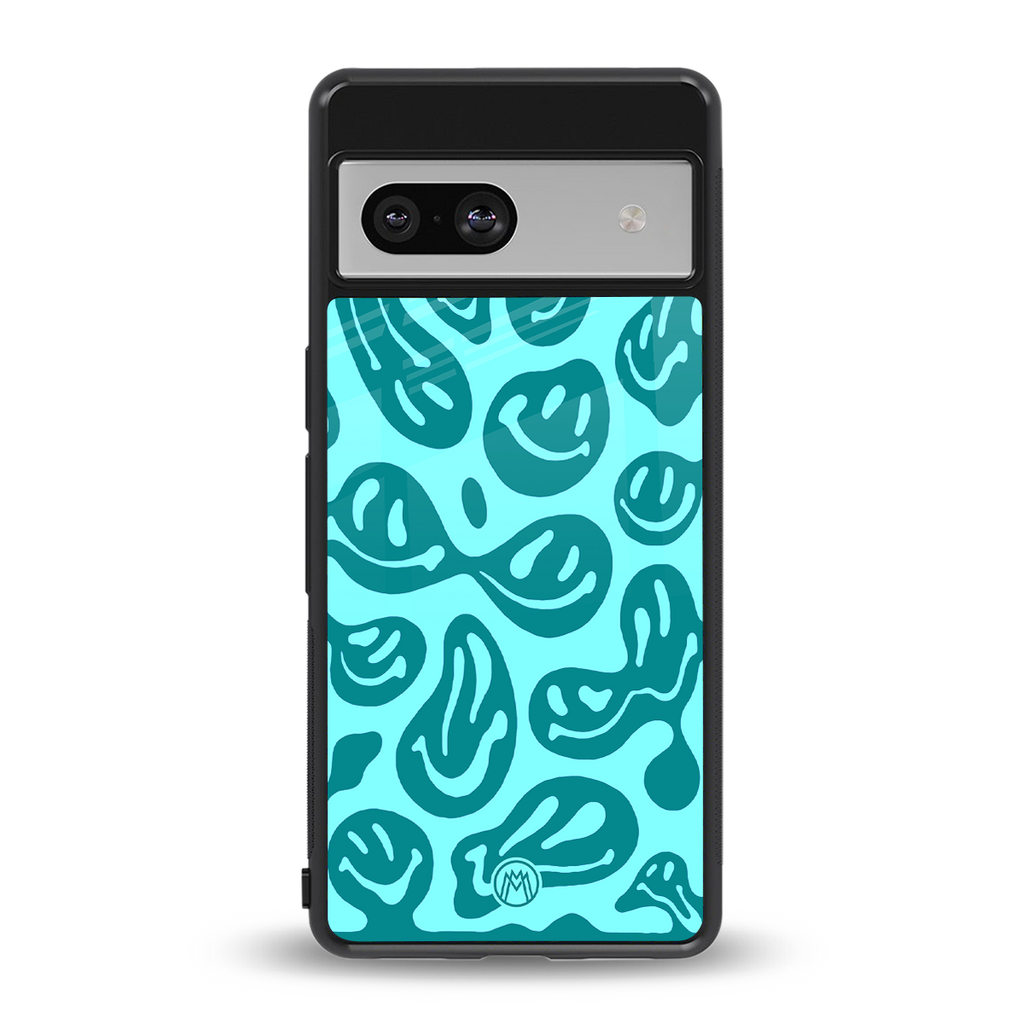 acid smiles turquoise edition back phone cover | glass case for Google Pixel 7A