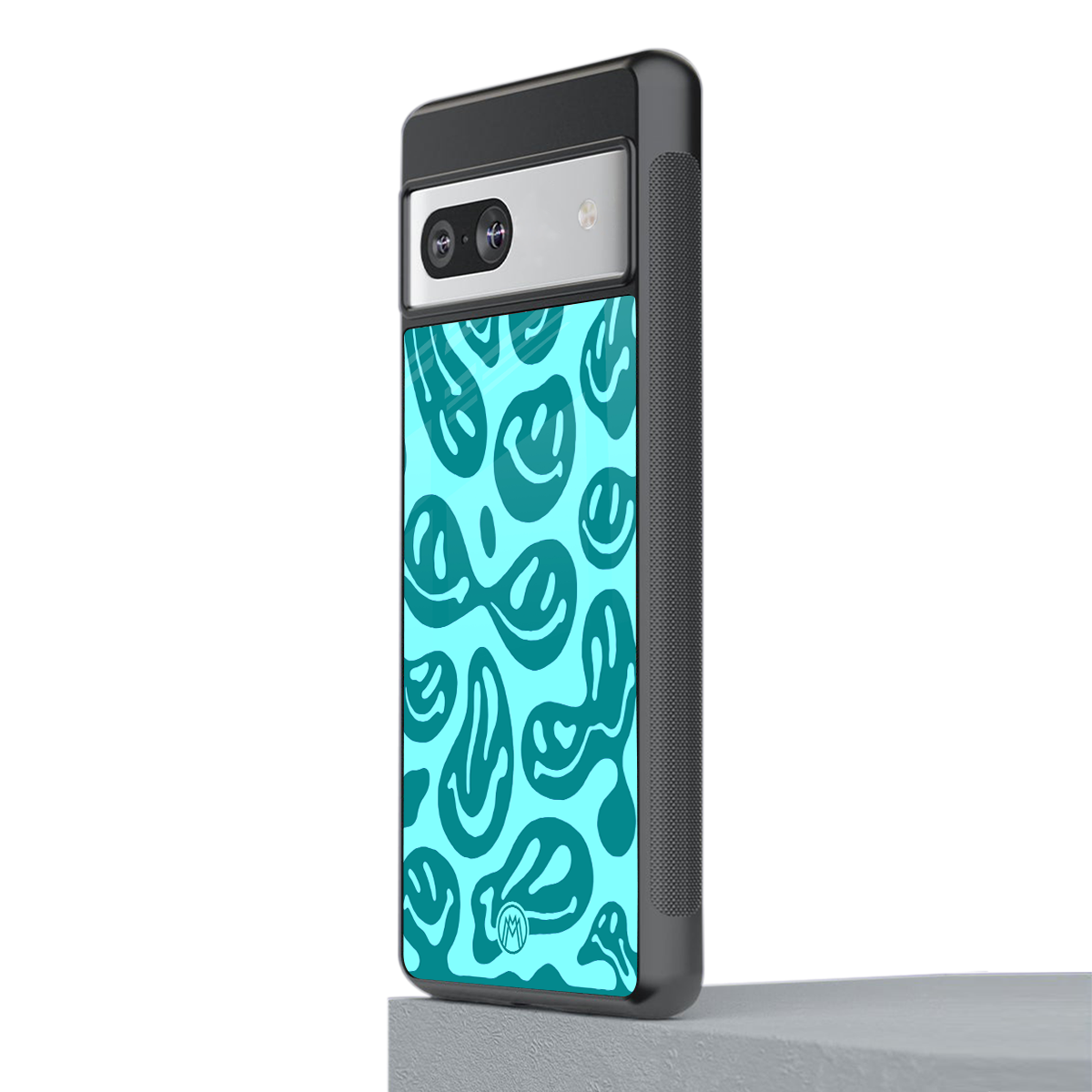 acid smiles turquoise edition back phone cover | glass case for Google Pixel 7