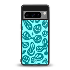 acid smiles turquoise edition back phone cover | glass case for google pixel 8 pro