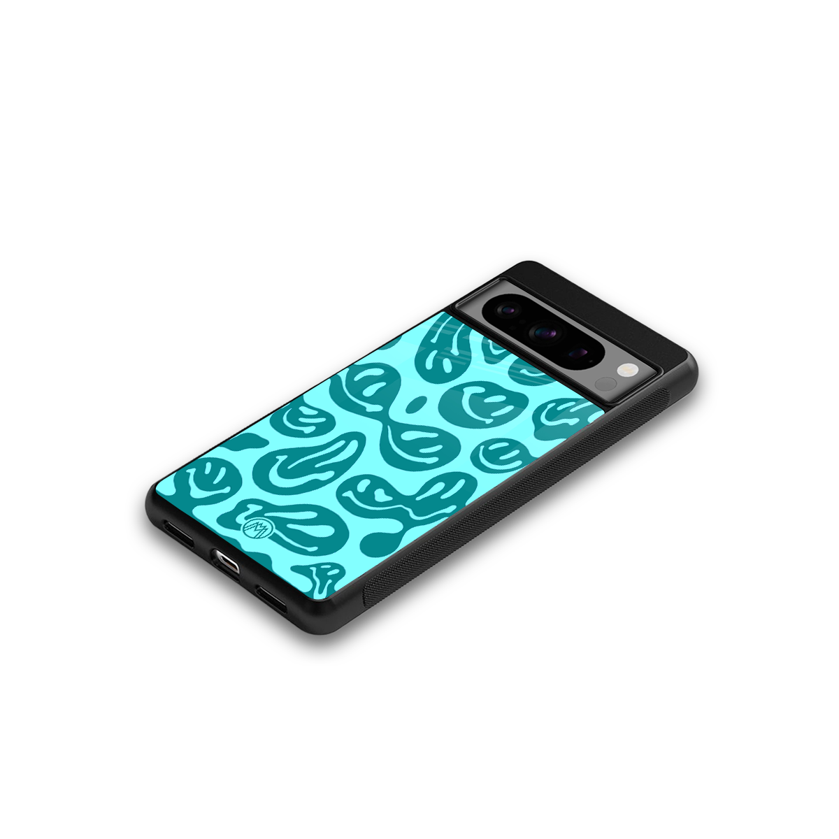 acid smiles turquoise edition back phone cover | glass case for google pixel 8 pro