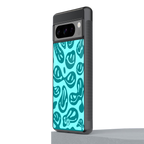 acid smiles turquoise edition back phone cover | glass case for google pixel 8 pro