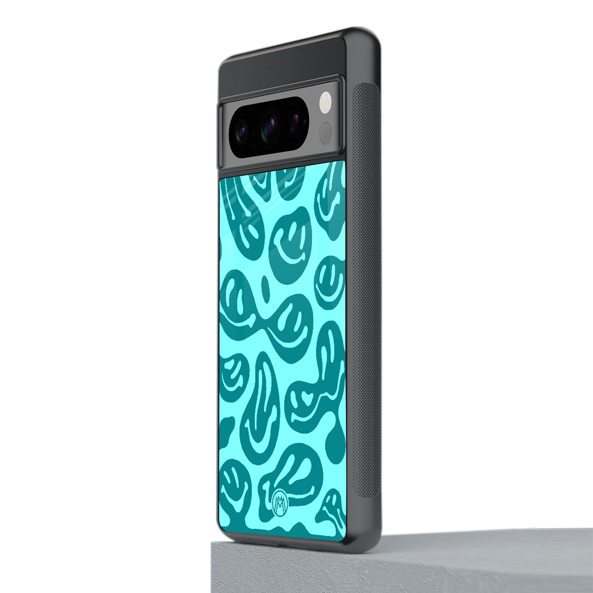 acid smiles turquoise edition back phone cover | glass case for google pixel 8 pro