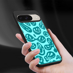 acid smiles turquoise edition back phone cover | glass case for google pixel 9