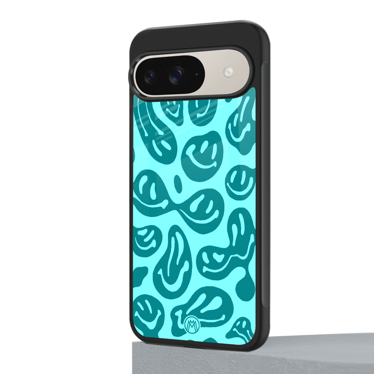 acid smiles turquoise edition back phone cover | glass case for google pixel 9