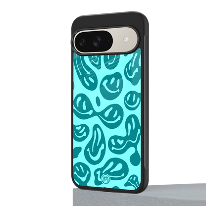 acid smiles turquoise edition back phone cover | glass case for google pixel 9