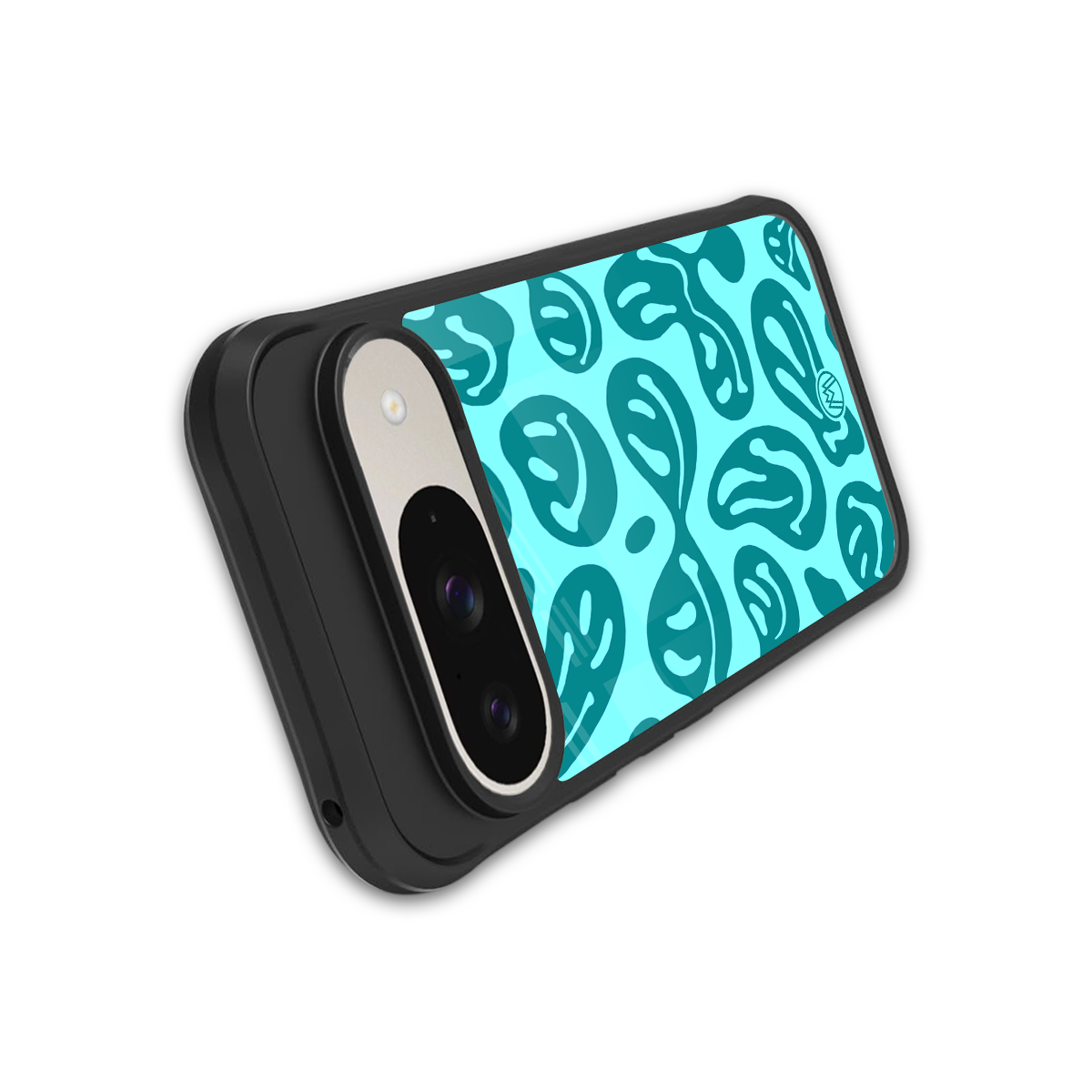 acid smiles turquoise edition back phone cover | glass case for google pixel 9
