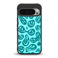 acid smiles turquoise edition back phone cover | glass case for google pixel 9 pro
