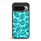 acid smiles turquoise edition back phone cover | glass case for google pixel 9 pro