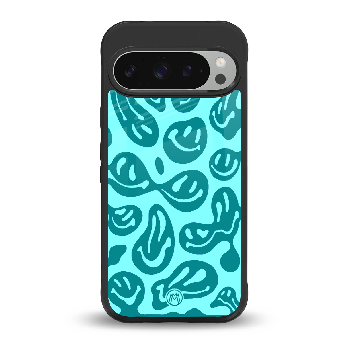 acid smiles turquoise edition back phone cover | glass case for google pixel 9 pro xl