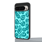 acid smiles turquoise edition back phone cover | glass case for google pixel 9 pro