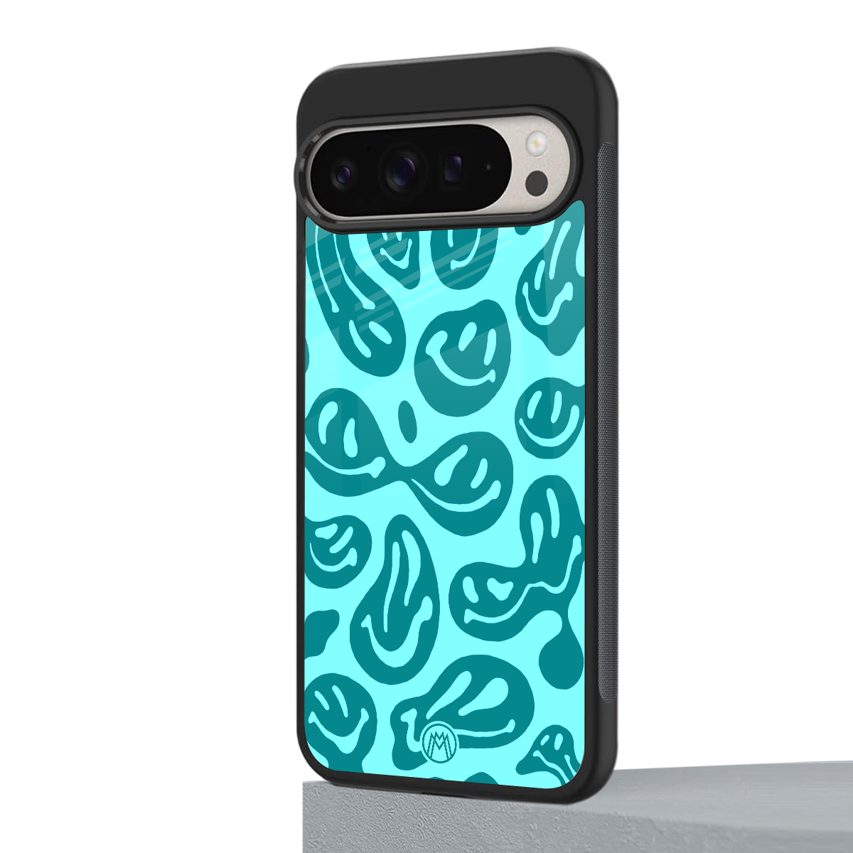 acid smiles turquoise edition back phone cover | glass case for google pixel 9 pro