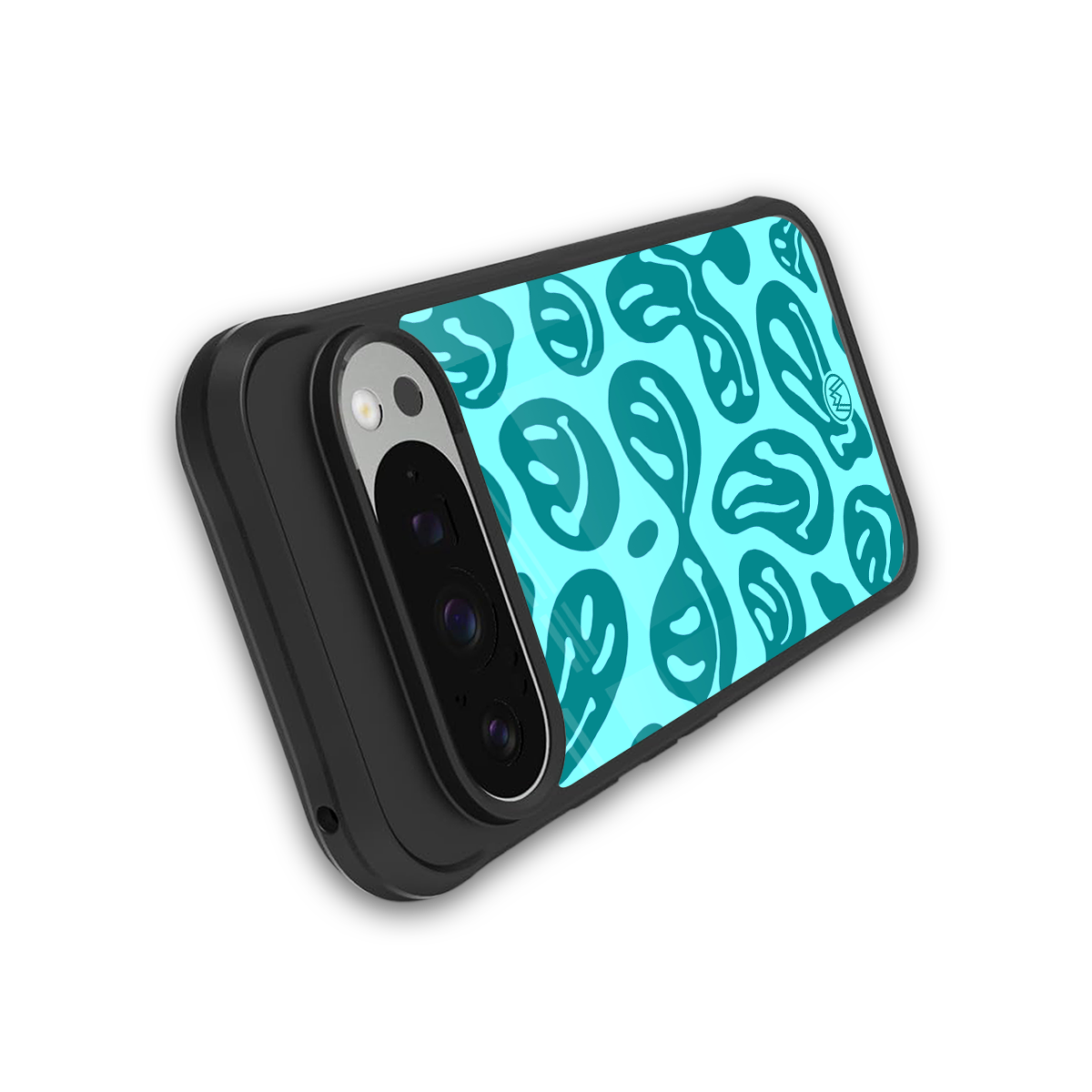 acid smiles turquoise edition back phone cover | glass case for google pixel 9 pro xl