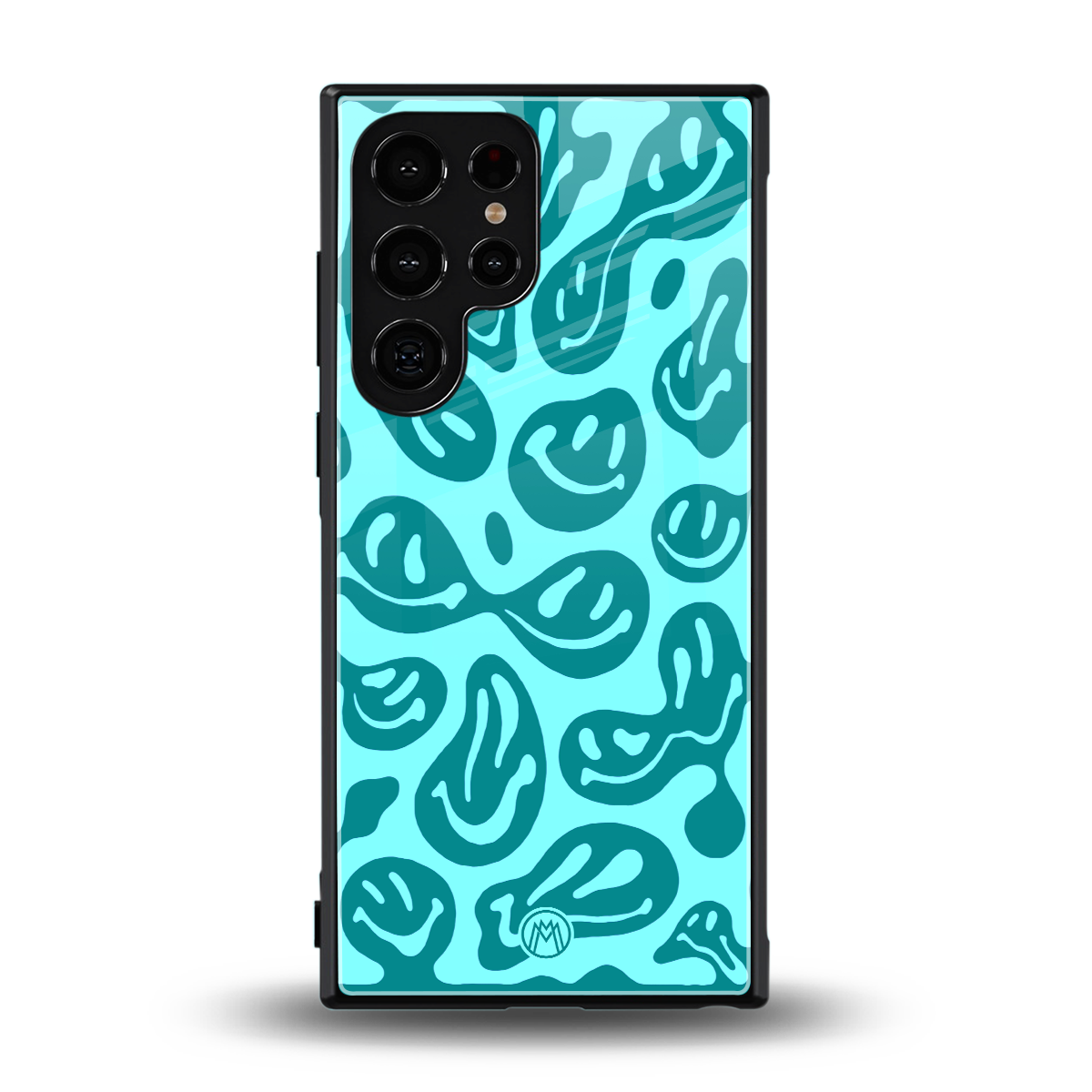 acid smiles turquoise edition back phone cover | glass case for samsung galaxy s24 ultra