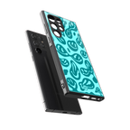 acid smiles turquoise edition back phone cover | glass case for samsung galaxy s24 ultra
