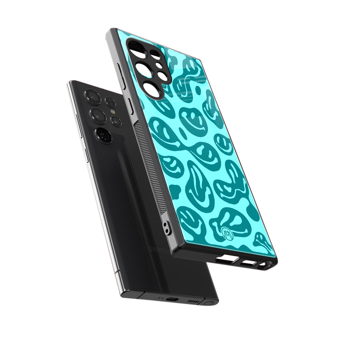 acid smiles turquoise edition back phone cover | glass case for samsung galaxy s24 ultra