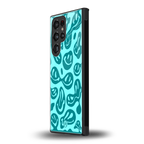 acid smiles turquoise edition back phone cover | glass case for samsung galaxy s24 ultra