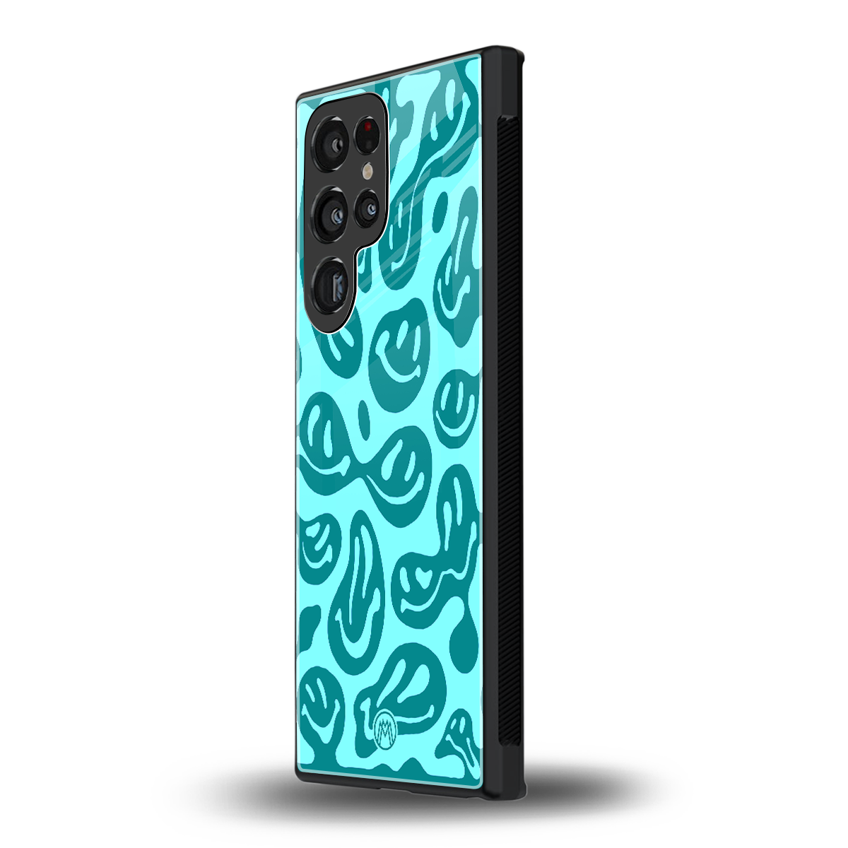 acid smiles turquoise edition back phone cover | glass case for samsung galaxy s24 ultra