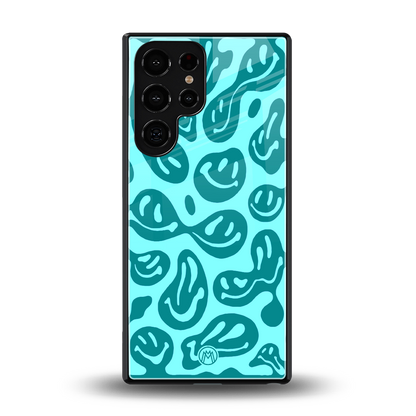 acid smiles turquoise edition back phone cover | glass case for samsung galaxy s25 ultra