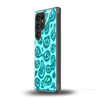 acid smiles turquoise edition back phone cover | glass case for samsung galaxy s25 ultra