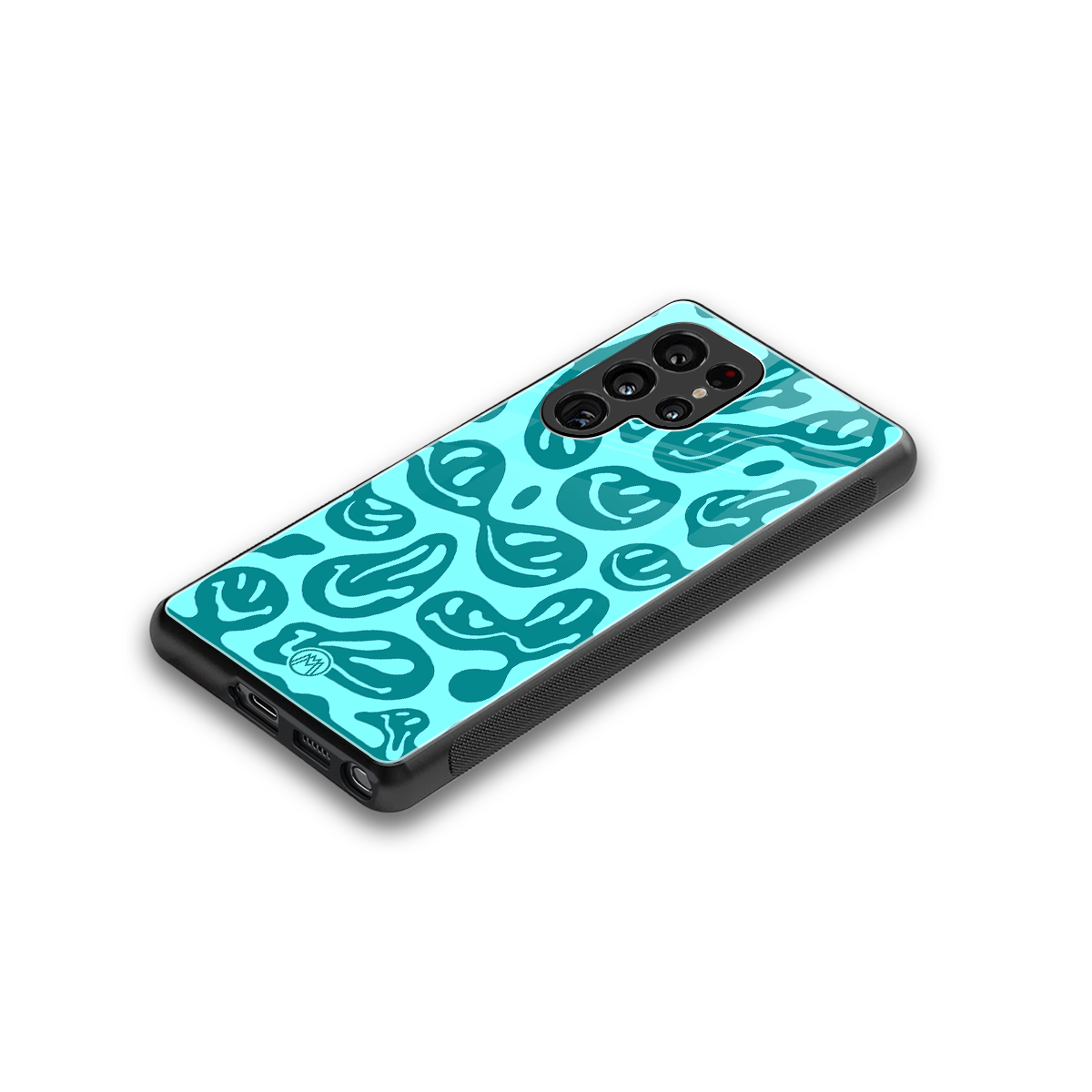 acid smiles turquoise edition back phone cover | glass case for samsung galaxy s25 ultra