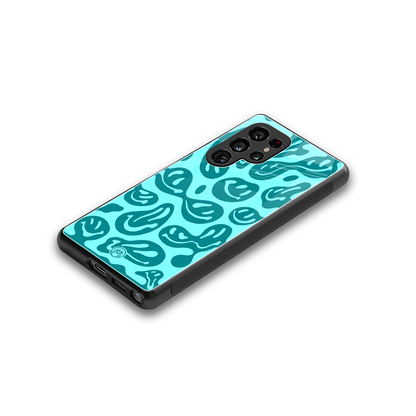 acid smiles turquoise edition back phone cover | glass case for samsung galaxy s25 ultra