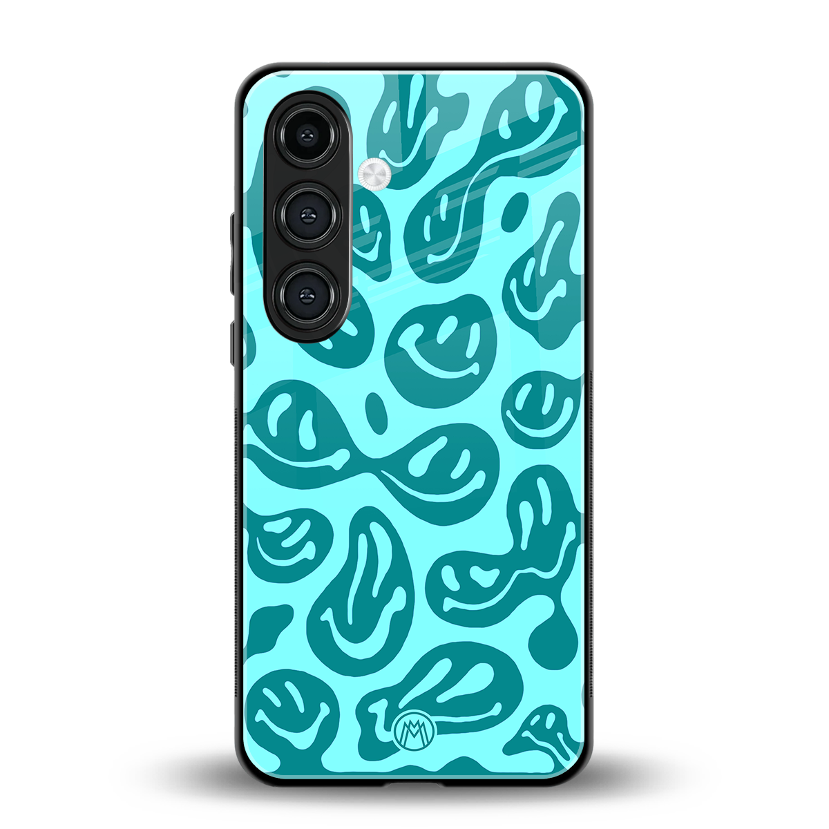acid smiles turquoise edition back phone cover | glass case for samsung galaxy s24 fe