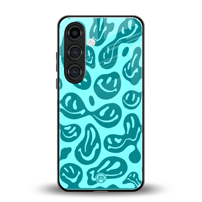 acid smiles turquoise edition back phone cover | glass case for samsung galaxy s24 fe