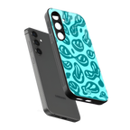 acid smiles turquoise edition back phone cover | glass case for samsung galaxy s25