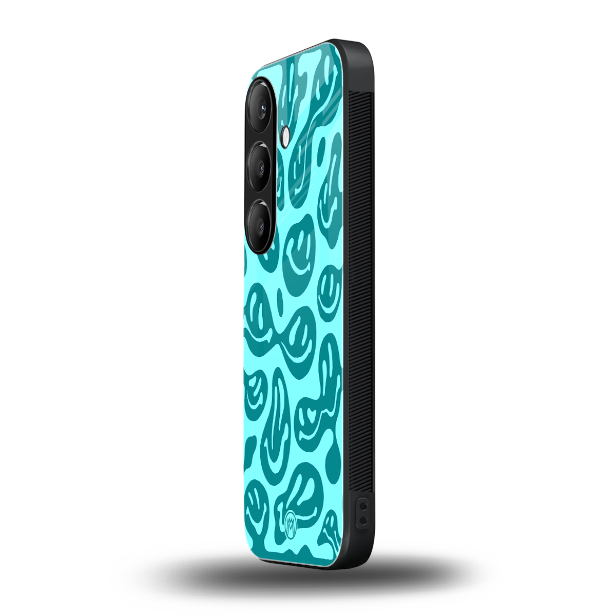 acid smiles turquoise edition back phone cover | glass case for samsung galaxy s24 plus