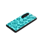 acid smiles turquoise edition back phone cover | glass case for samsung galaxy s24 plus