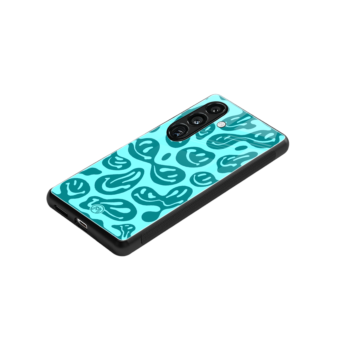 acid smiles turquoise edition back phone cover | glass case for samsung galaxy s24 fe