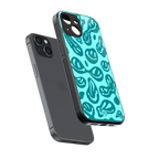 acid smiles turquoise edition back phone cover | glass case for iphone 14