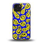 acid smiles yellow blue back phone cover | glass case for iphone 13 mini