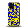 acid smiles yellow blue back phone cover | glass case for iphone 13 pro max