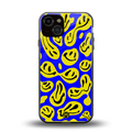 acid smiles yellow blue back phone cover | glass case for iphone 13
