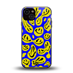 acid smiles yellow blue back phone cover | glass case for iphone 13