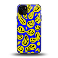 acid smiles yellow blue back phone cover | glass case for iphone 14 plus